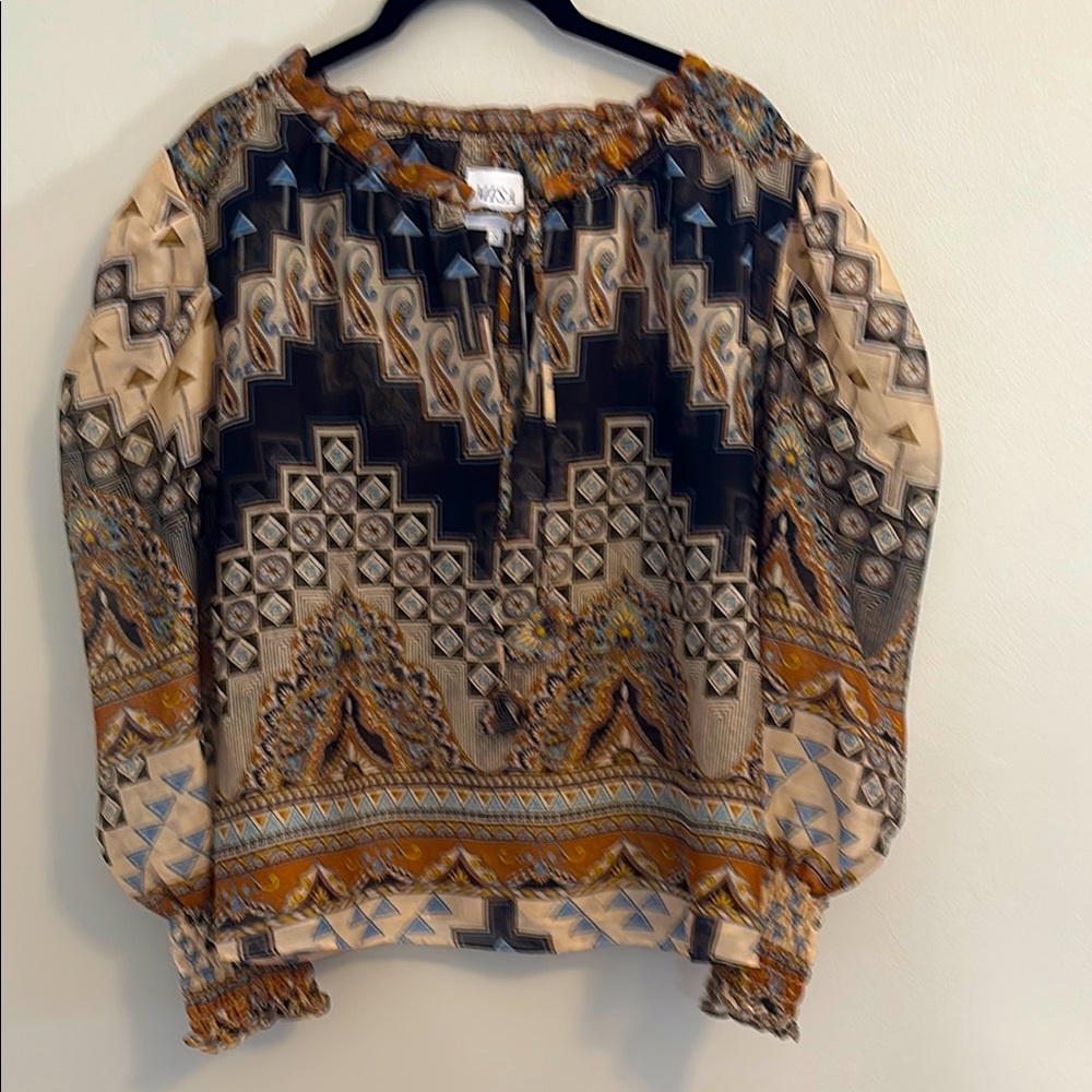 Misa Los Angeles Geometric Multi Color Top NWT S